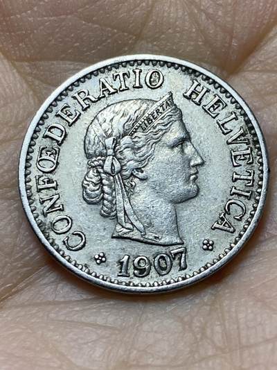 2025年第一百三十八场(总第一百六十四场）外国好品散币场(免佣金) - 稀少早期年份–瑞士🇨🇭1907年10拉彭(第二版，B标伯尔尼造)