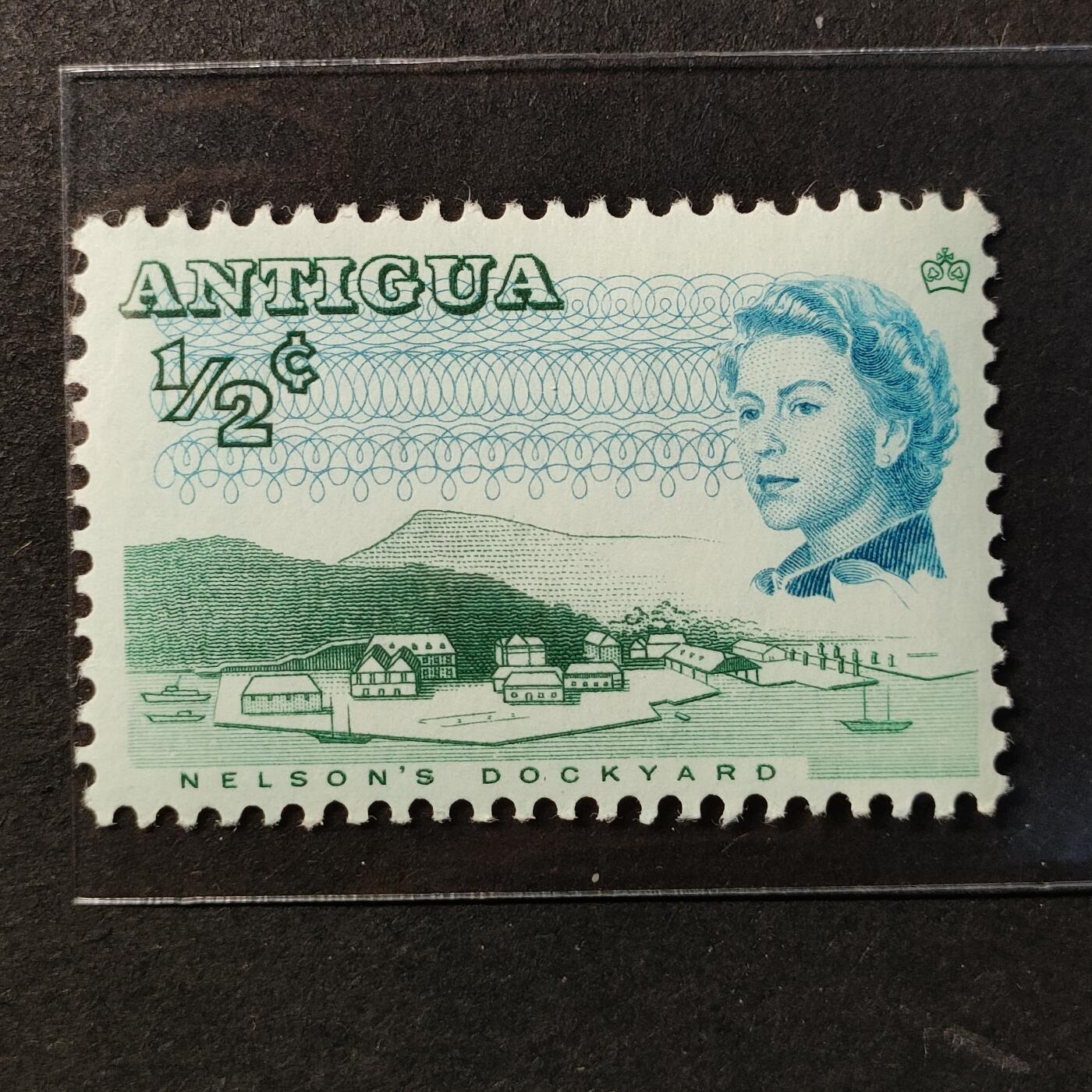 ↓君缘收藏687期☞钱币邮品↓无佣金、可寄存、满30元包邮  英属安提瓜邮票，1966年风光建筑·纳尔逊船坞邮票