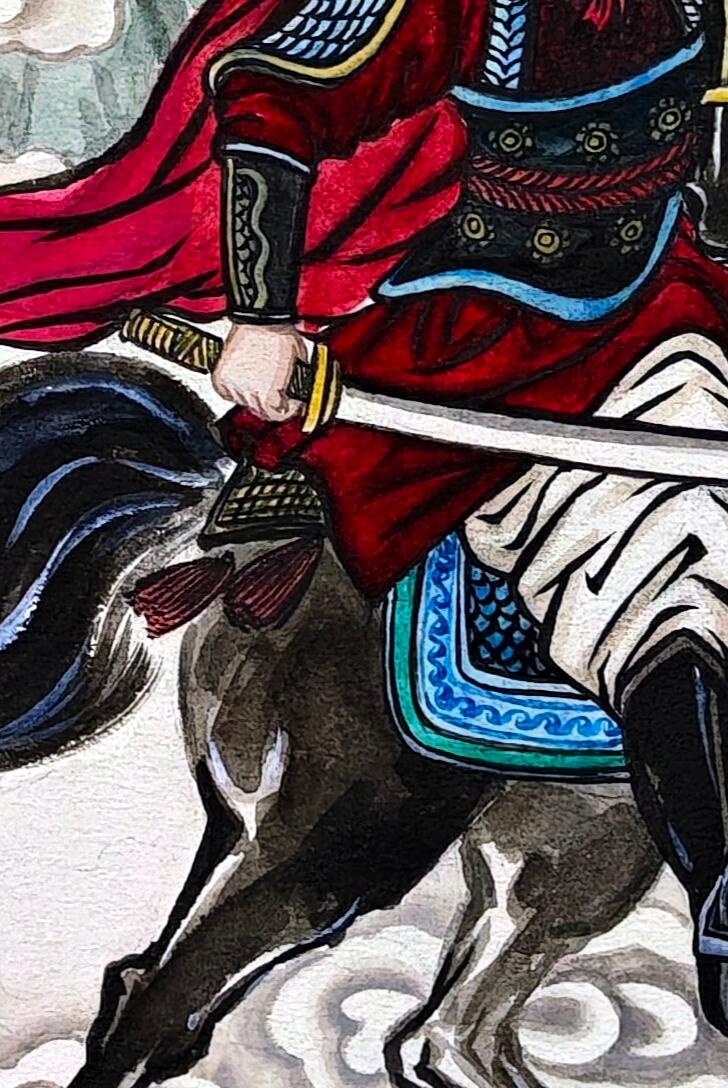 白泽拍卖卡牌手绘专场第30期（白金之夜 跨年大拍） 2024 那澜手绘画 一丈青扈三娘 尺寸：20cm*30cm  那澜亲签