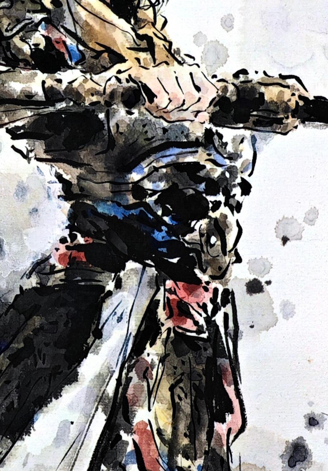 白泽拍卖卡牌手绘专场第30期（白金之夜 跨年大拍） 2025 迟迟手绘画 南方增长天王 尺寸：23.3cm*36.7cm  迟迟亲签