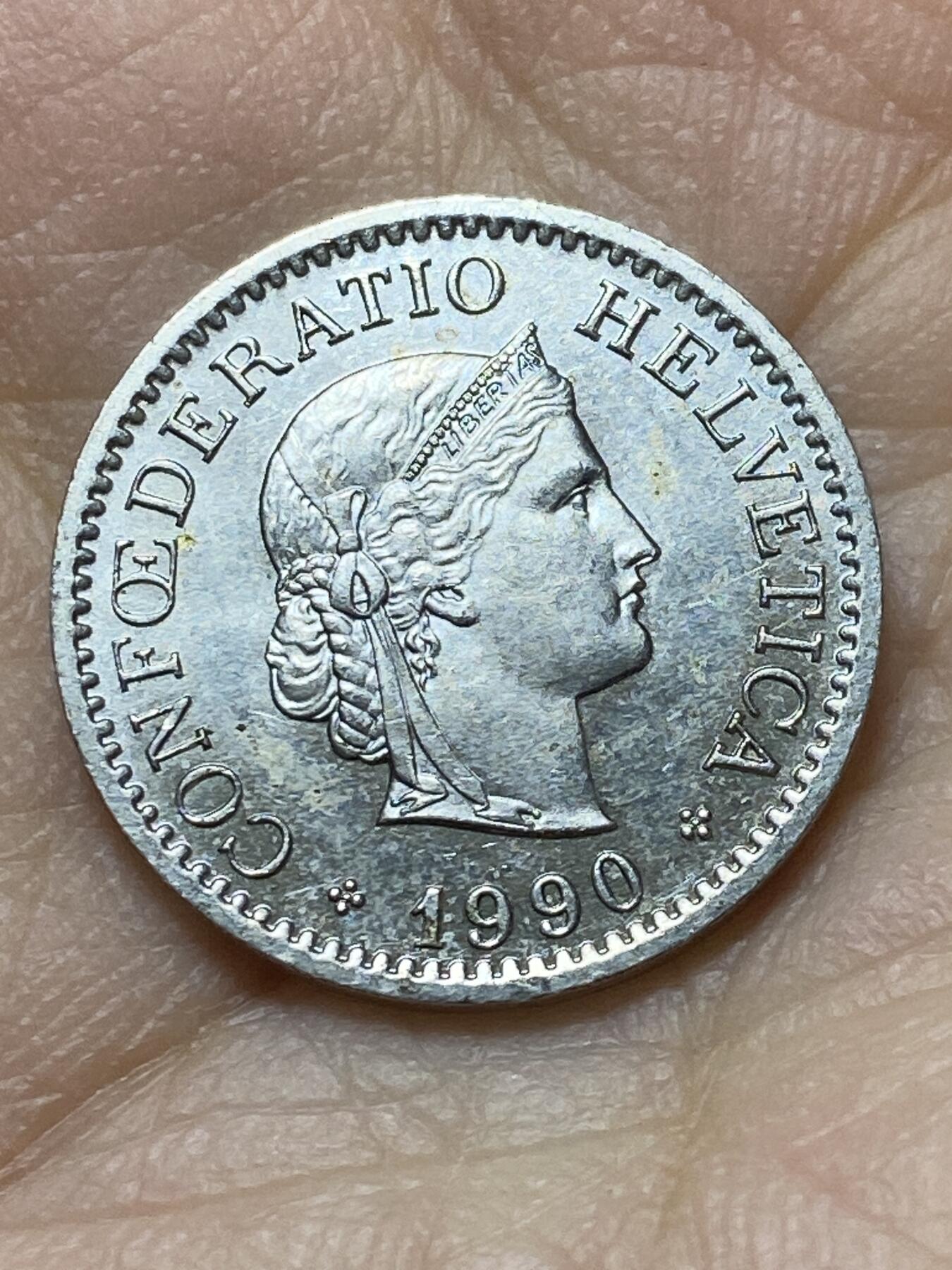 2025年第一百三十八场(总第一百六十四场）外国好品散币场(免佣金) 瑞士🇨🇭1990年10拉彭(第二版，B标伯尔尼造)