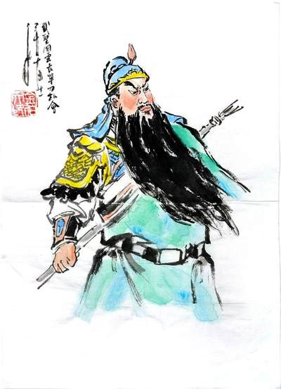 白泽拍卖卡牌手绘专场第30期（白金之夜 跨年大拍） - 2025 bowen艺术手绘画 关羽 尺寸：25.4cm*35.5cm  bowen艺术签题