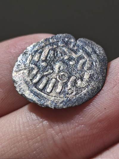 非常罕见的窝阔台汗国辅币半第尔汗，“不对称三叉”灭里汗 无纪年，也迷里城打制，0.9克