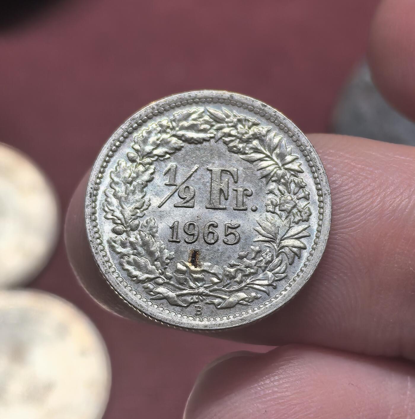 南宋泉阁俄币 外币 国币 专场第二十期 【送拍无额外佣金】 瑞士 1965年 1/2瑞士法郎小银币 好品