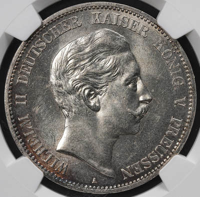 修遠堂世界钱币第九十八期 - NGC MS62 1904年普鲁士5马克大银币 早期年份流通型5马克MS稀少