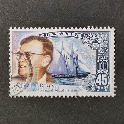 ↓君缘收藏687期☞钱币邮品↓无佣金、可寄存、满30元包邮  - 加拿大邮票，1998年“蓝鼻号”纵帆船图案的设计者·造船师威廉·J·鲁埃邮票1全