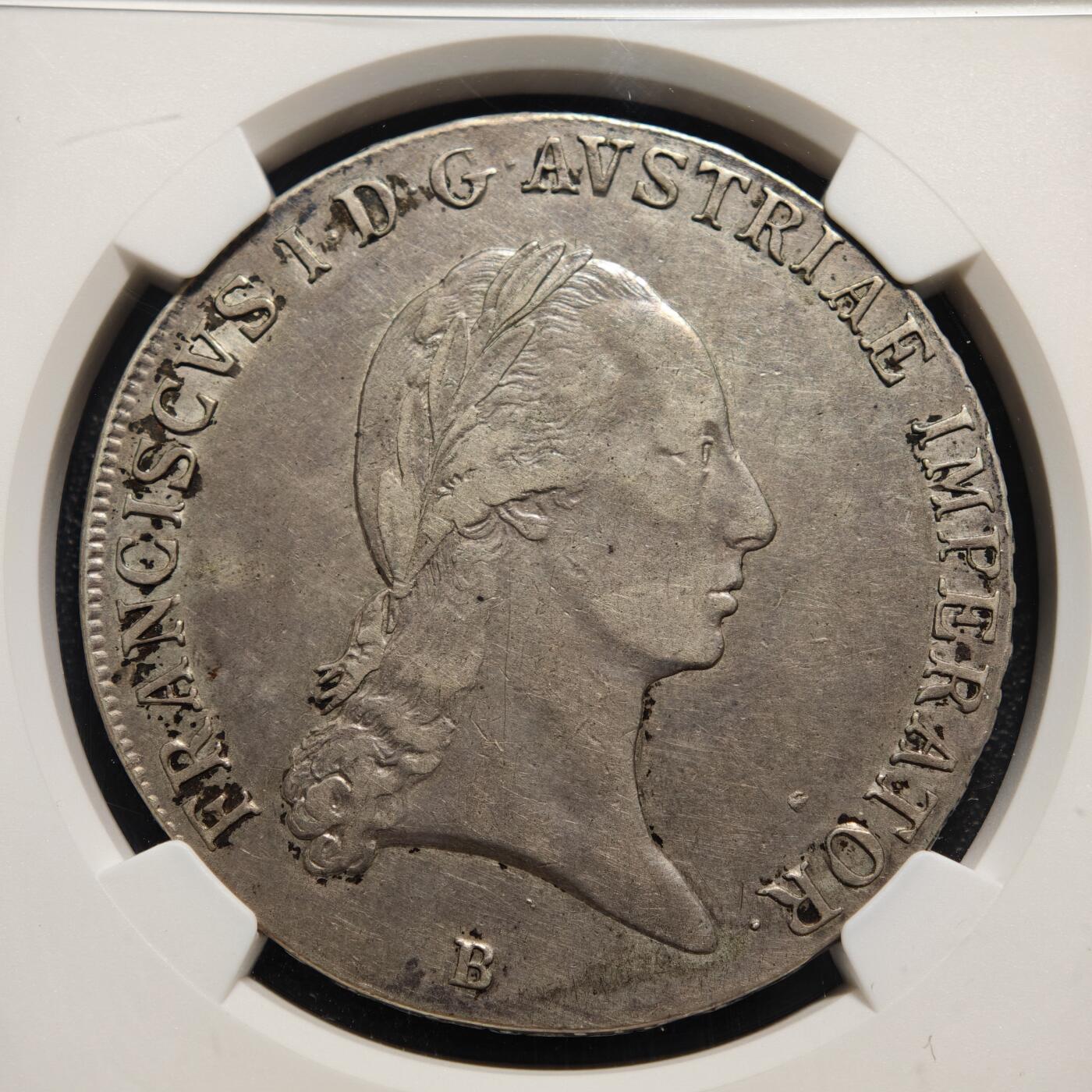 【德藏】世界币章拍卖第158期（拍品征集中~欢迎藏友联系） 1824年 奥地利弗朗茨一世双鹰泰勒大银币 NGC XF45 原味包浆 好状态