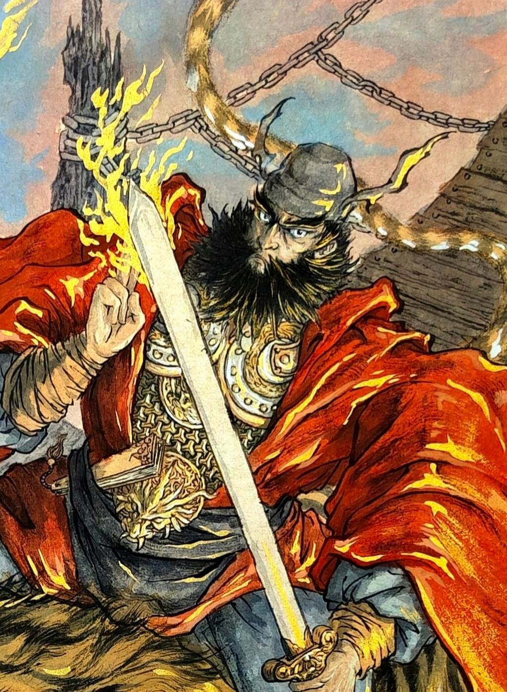 白泽拍卖卡牌手绘专场第30期（白金之夜 跨年大拍） 2025 十州手绘画 钟馗 尺寸：32.8cm*45cm  十州亲签