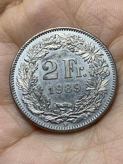 2025年第一百三十八场(总第一百六十四场）外国好品散币场(免佣金) - 瑞士🇨🇭1989年2法郎(第五版，B标伯尔尼造)