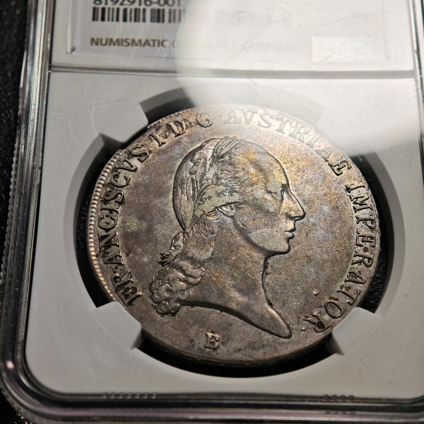 【德藏】世界币章拍卖第158期（拍品征集中~欢迎藏友联系） 1824年 奥地利弗朗茨一世双鹰泰勒大银币 NGC XF45 原味包浆 好状态