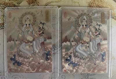 奇趣收藏卡牌拍卖第26场 - 山河潮玩协会  陈岱青 观世音菩萨 全粗+半粗各1张 全新覆膜卡夹卡膜保护