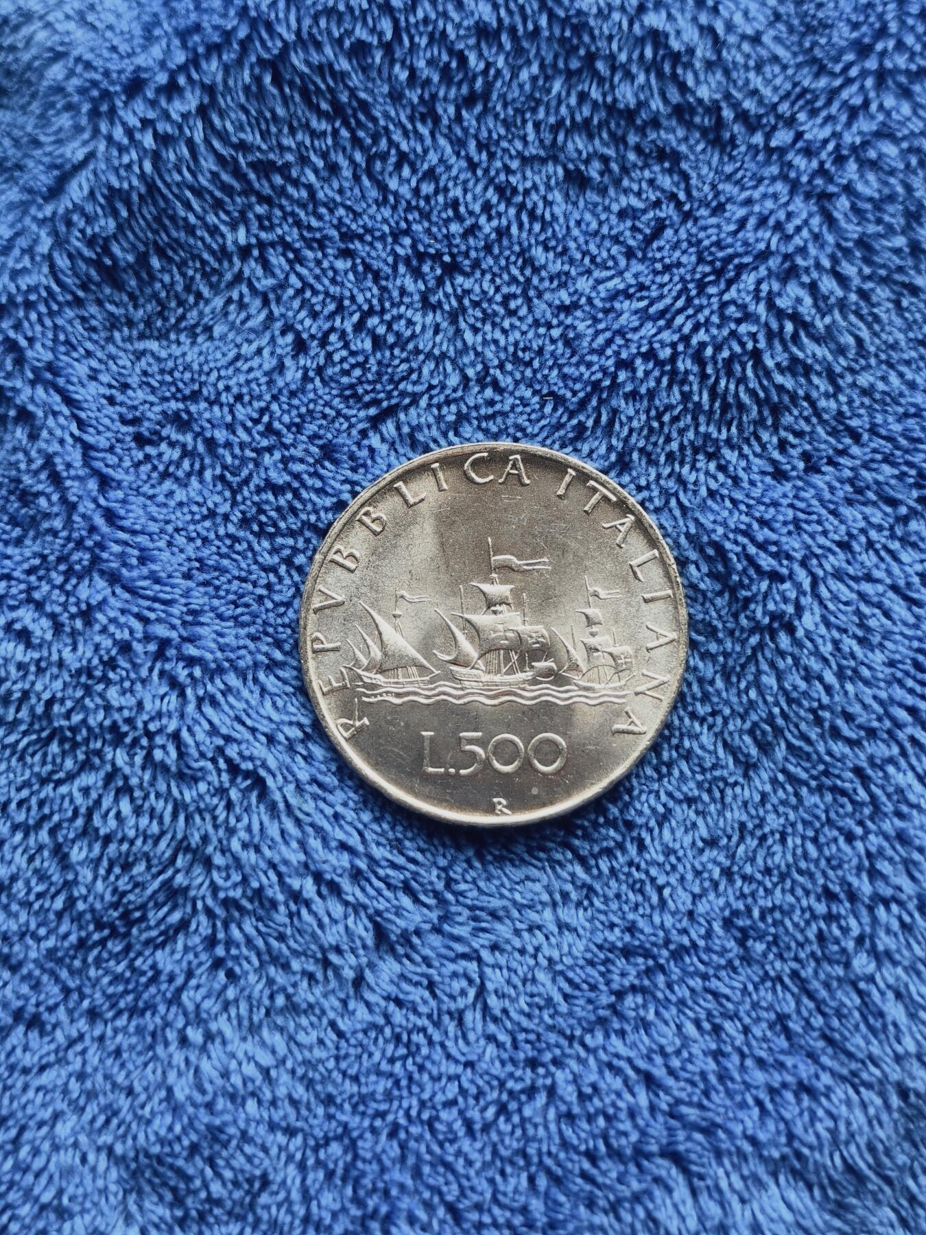 意大利帆船少女500里拉银币1958年首年版