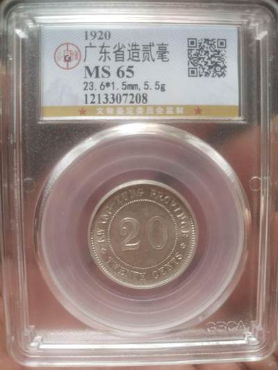 评级币 纪念币 硬币专场 - 1920年 广东省造二毫银币。