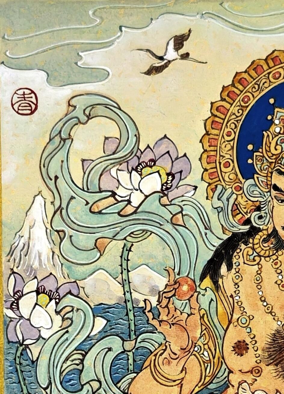 白泽拍卖卡牌手绘专场第30期（白金之夜 跨年大拍） 2025 陈岱青手绘画 黄财神 尺寸：21cm*29cm  陈岱青亲签