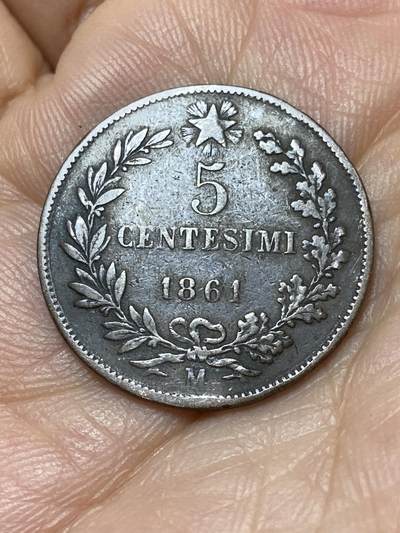 2025年第一百三十九场(总第一百六十五场）外国好品散币场(免佣金) - 意大利王国1861年5分(维托里奥·埃马努埃莱二世，M标米兰造，首发年仅发行2年)