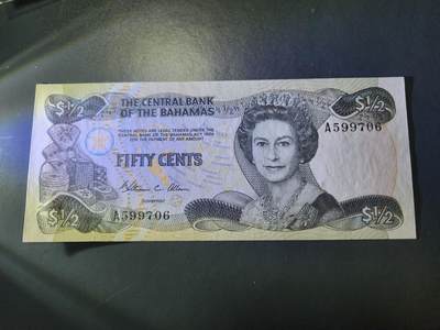 12月21号晚上8点 外国纸币自动截拍第75场 - 巴哈马1974年1/2 新品