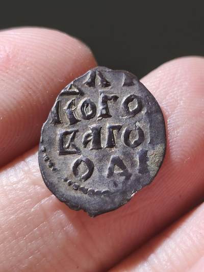 诺夫哥罗德登加银币，古罗斯公国钱币稀少品种，图案打制清晰，老彩包浆