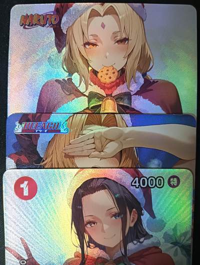 花开卡拍第53期（12月28号周日截拍，品控勿拍!!!拍品不寄存，运费5元，自制卡难免瑕疵，可能存在轻微撞角爆边等出厂瑕疵，品控介意勿拍！） - 皇帝新衣 罗宾松本乱菊纲手 圣诞大雷篇 小套3张 折光彩闪