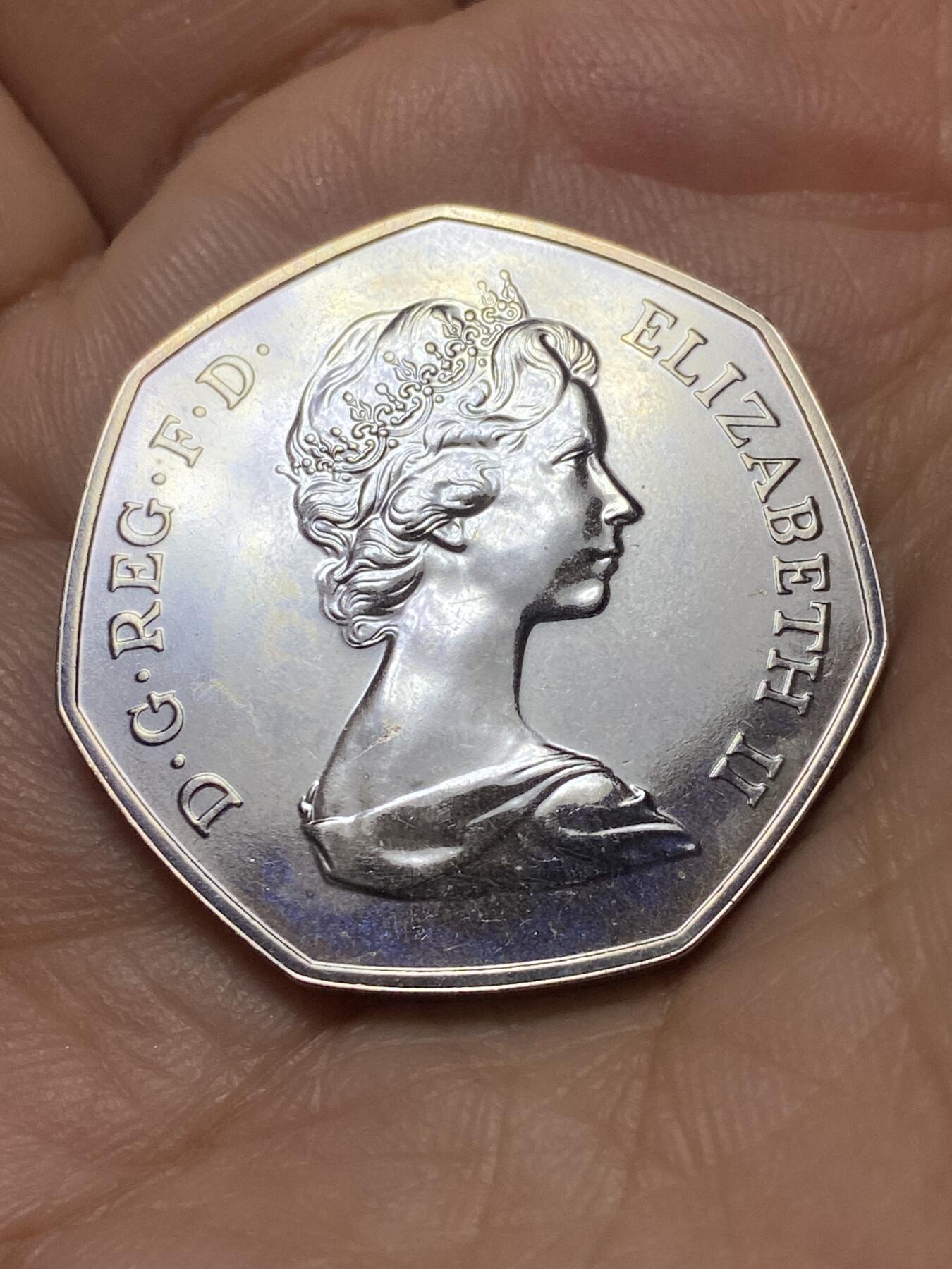 2025年第一百三十九场(总第一百六十五场）外国好品散币场(免佣金) 英国🇬🇧1973单年份50便士Proof精制币(英国加入欧洲经济共同体纪念币)