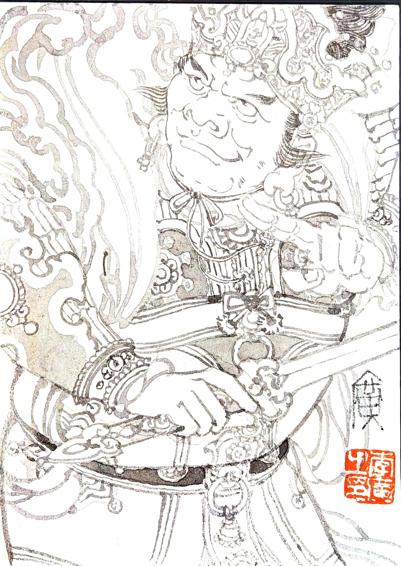 白泽拍卖卡牌手绘专场第30期（白金之夜 跨年大拍） 2025 李广手绘卡 4张 四大天王 已装框  李广亲签