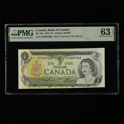 【亘邦集藏】第217期拍卖 - 1973年 加拿大1元 PMG 63EPQ NT6837068