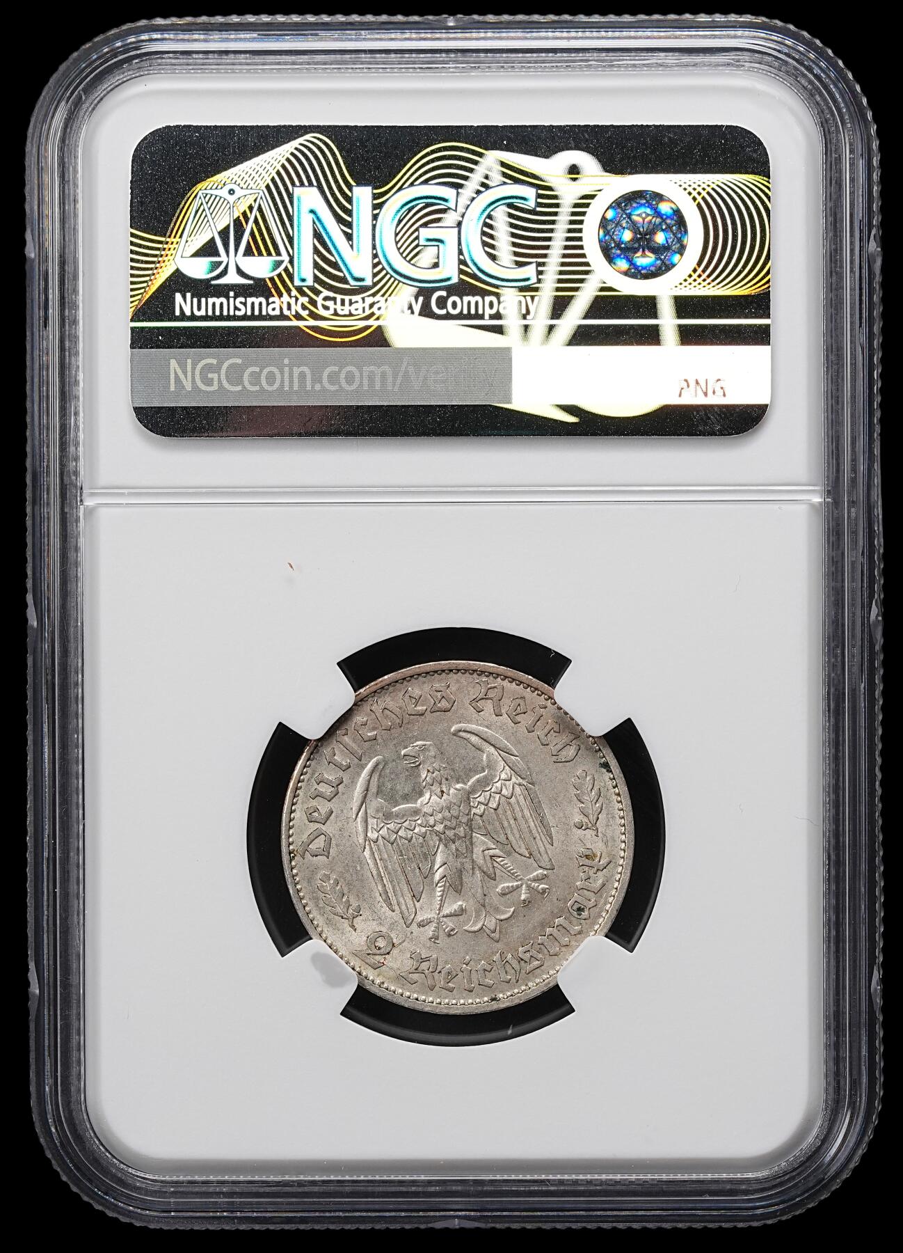 修遠堂世界钱币第九十八期 NGC MS62 1934年德三-席勒诞辰175周年纪念2马克银币