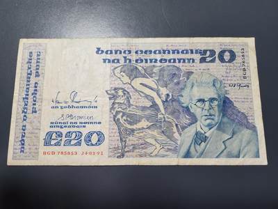 12月21号晚上8点 外国纸币自动截拍第75场 - 爱尔兰1991年20镑 稀少