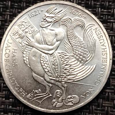 布加迪🐬～世界钱币(上海)🌾第 267 期 /  各国套币和散币 - 德国🇩🇪 1976年 5马克纪念银币(小说家梅里梅尔豪森逝世300周年)