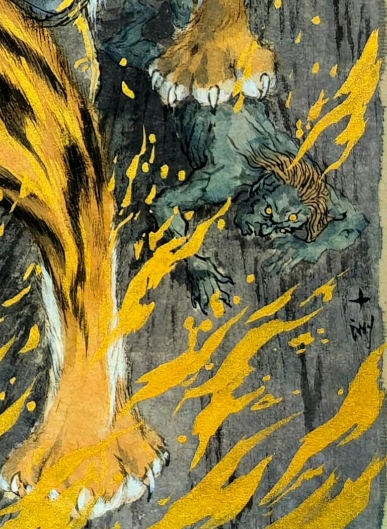 白泽拍卖卡牌手绘专场第30期（白金之夜 跨年大拍） 2025 十州手绘画 钟馗 尺寸：32.8cm*45cm  十州亲签