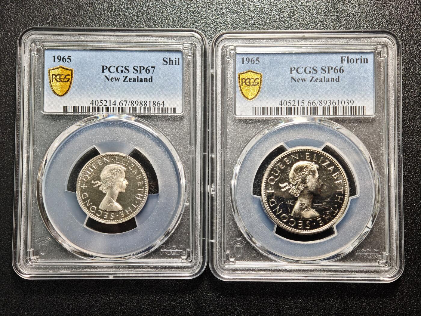【德藏】世界币章拍卖第158期（拍品征集中~欢迎藏友联系） 1965年 新西兰套币 PCGS SP65～67 品相极佳 其中半便士、1便士，五彩淡包浆极其漂亮