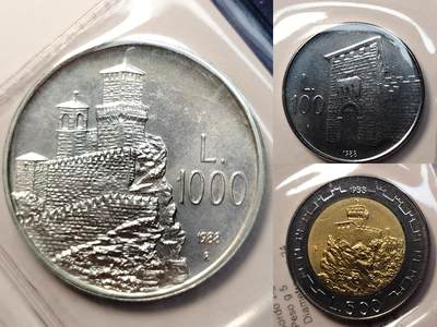 布加迪🐬～世界钱币(上海)🌾第 266 期 /  各国套币和散币 - 圣马力诺🇸🇲 1988年 10枚套币含1枚银币
