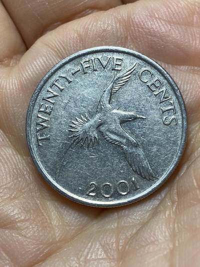 2025年第一百三十九场(总第一百六十五场）外国好品散币场(免佣金) - 英属百慕大🇧🇲2001年25分(伊丽莎白二世老年版)