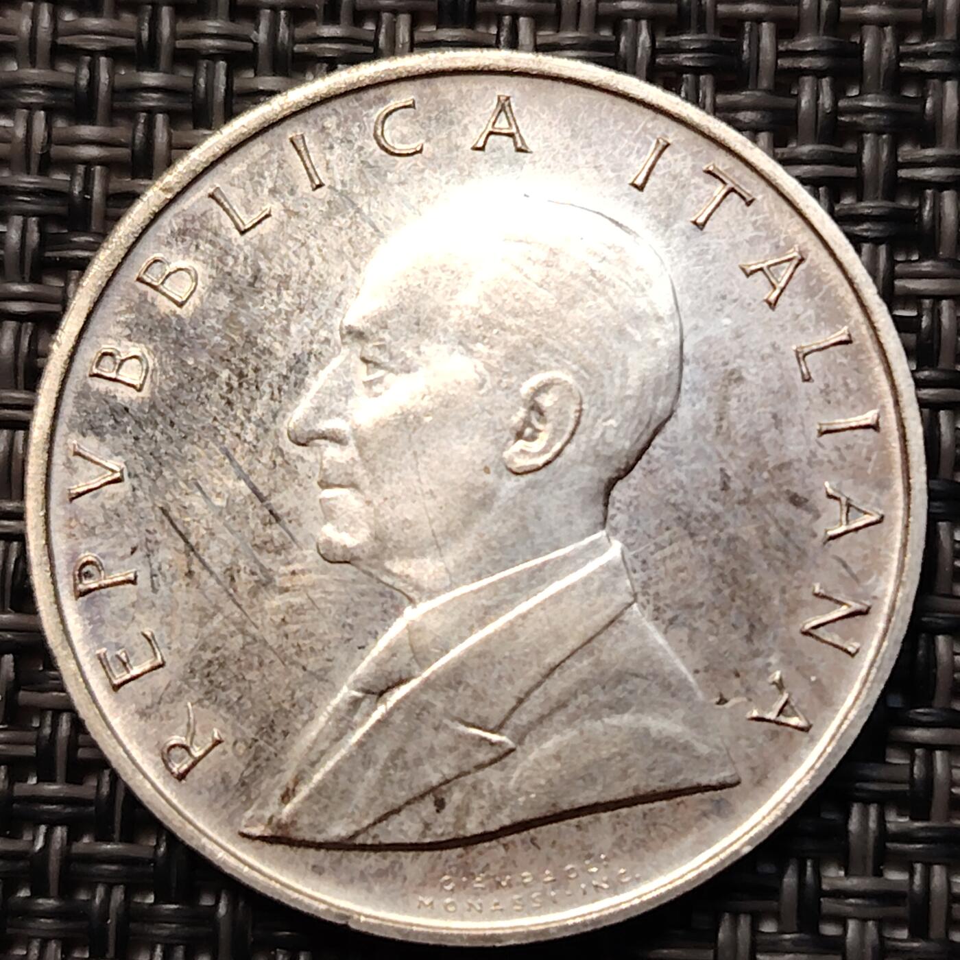 布加迪🐬～世界钱币(上海)🌾第 267 期 /  各国套币和散币 意大利🇮🇹 1974年 500里拉 无线电之父马克尼诞辰百年纪念银币 11g/29mm