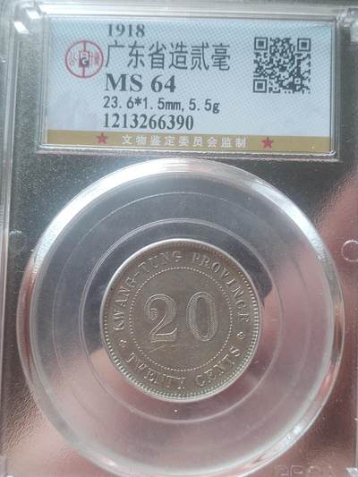 评级币 纪念币 硬币专场 - 1918年广东省造二毫银币。