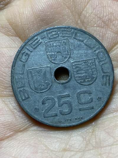 2025年第一百三十八场(总第一百六十四场）外国好品散币场(免佣金) - 比利时🇧🇪1943年25分(二战德国占领时期，荷语–法语版)