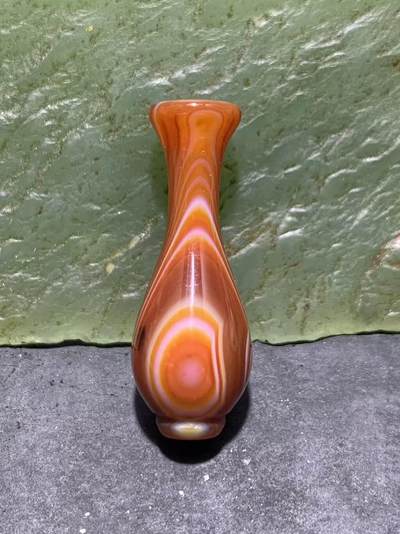 精美高玉化千层纹缠丝玛瑙双天眼瓶子珠一个，。 - 精美高玉化千层纹缠丝玛瑙双天眼瓶子珠一个，。