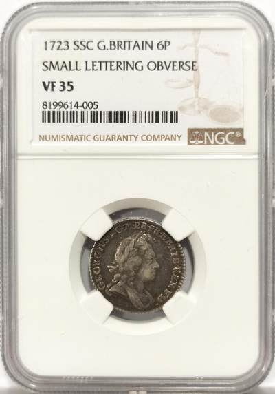 博洋堂世界钱币拍卖第154期（全场包邮） - NGC VF35 英国1723年乔治一世6便士银币