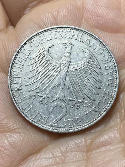 2025年第一百三十八场(总第一百六十四场）外国好品散币场(免佣金) - 德国🇩🇪1958年2德国马克(F标，斯图加特造)