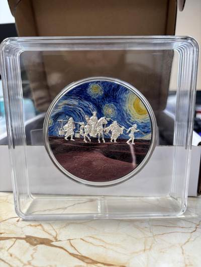 第185期拍卖 - 乍得2023年星空下西天取经的师徒四人2盎司彩银币，金属:999银+铜，2盎司银+11.5盎司，直径:80毫米，发行：333枚