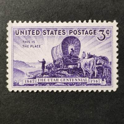 ↓君缘收藏687期☞钱币邮品↓无佣金、可寄存、满30元包邮  - 美国邮票，1947年犹他州建州百年纪念邮票雕刻版