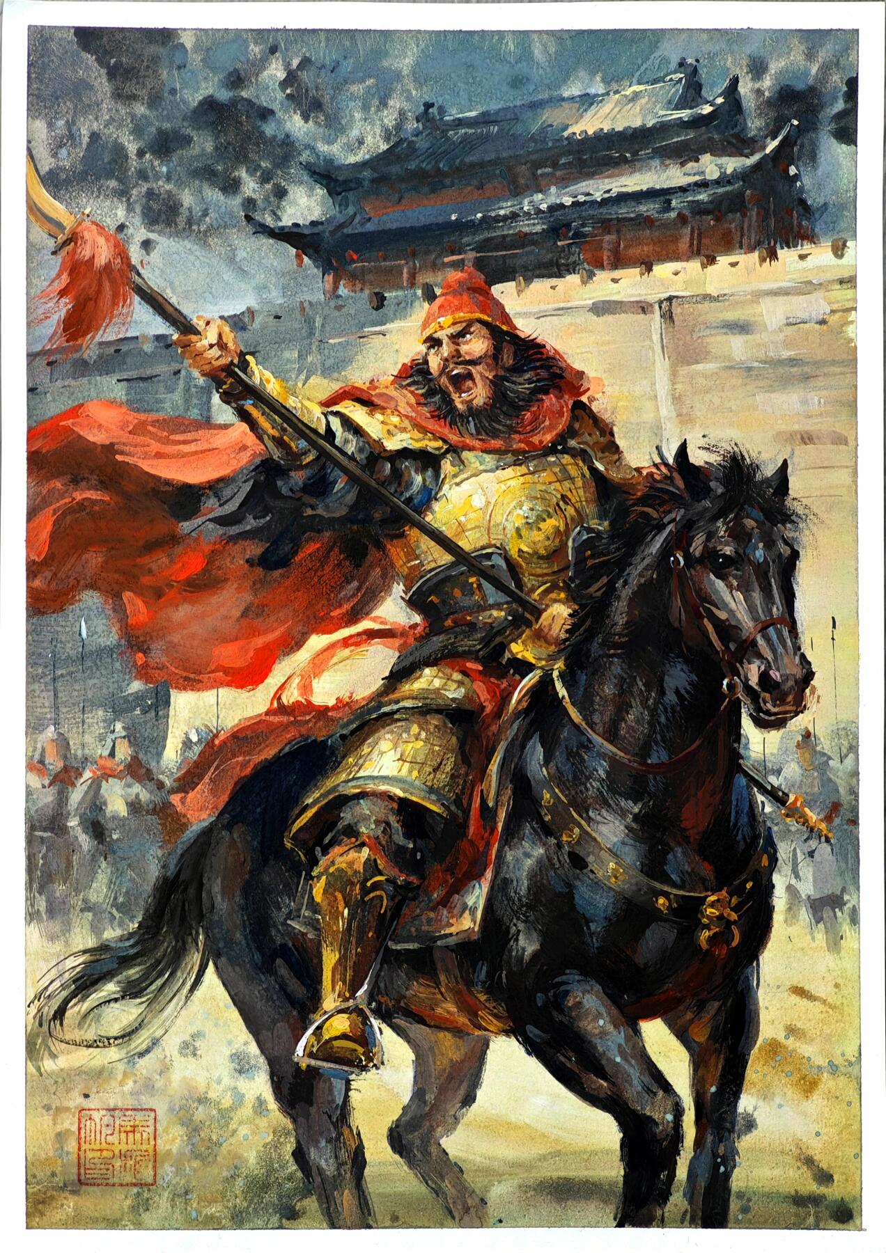 白泽拍卖卡牌手绘专场第30期（白金之夜 跨年大拍） 2025 马哲帆手绘画 张飞 尺寸：25.3cm*36.7cm  马哲帆钤印