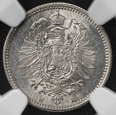 修遠堂世界钱币第九十八期 - NGC MS62 1876年德国20芬尼银币 E厂铭
