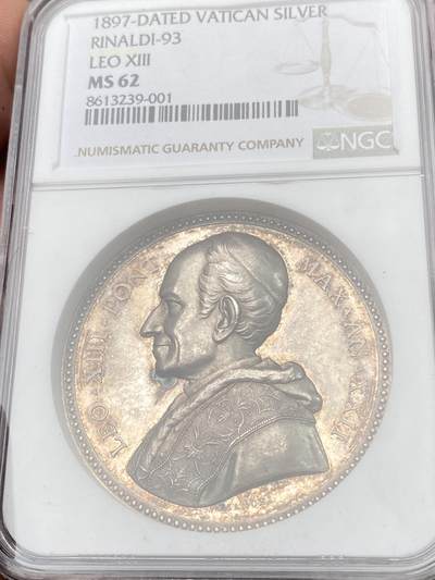 万国钱币拍卖第058期（万国新年大拍） NGC MS62 1897年梵蒂冈教皇国利奥十三世封圣纪念大银章 安东尼奥·玛丽亚·扎卡里亚和彼得·傅立叶被封圣纪念 通体镜面精铸金彩