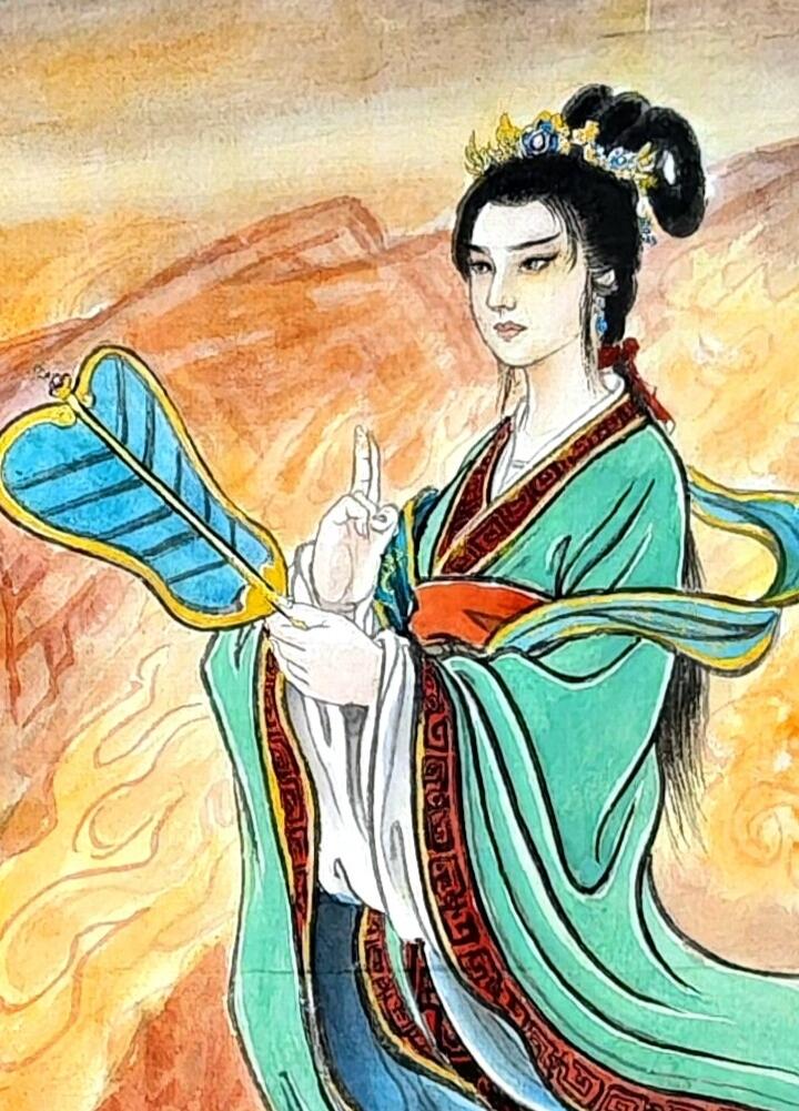 白泽拍卖卡牌手绘专场第30期（白金之夜 跨年大拍） 2024 张耀之手绘画 铁扇公主 尺寸：29.5cm*41.6cm  亚克力画架封装