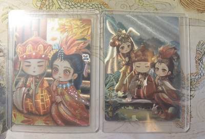 奇趣收藏卡牌拍卖第26场 - 山河潮玩协会   天空、锌之助 绘 缘起女儿国 粗闪 2张 全新覆膜卡夹卡膜保护