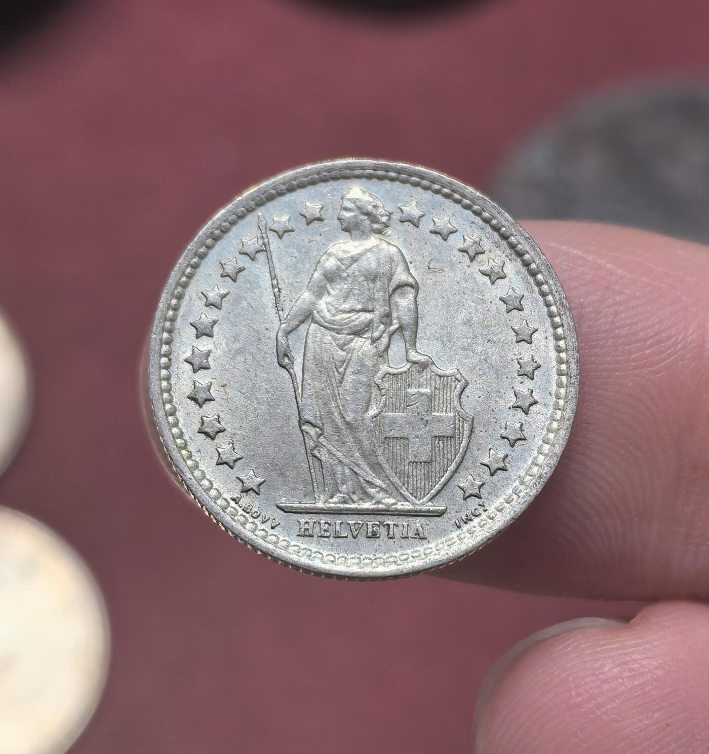 南宋泉阁俄币 外币 国币 专场第二十期 【送拍无额外佣金】 瑞士 1958年 1/2瑞士法郎小银币 好品