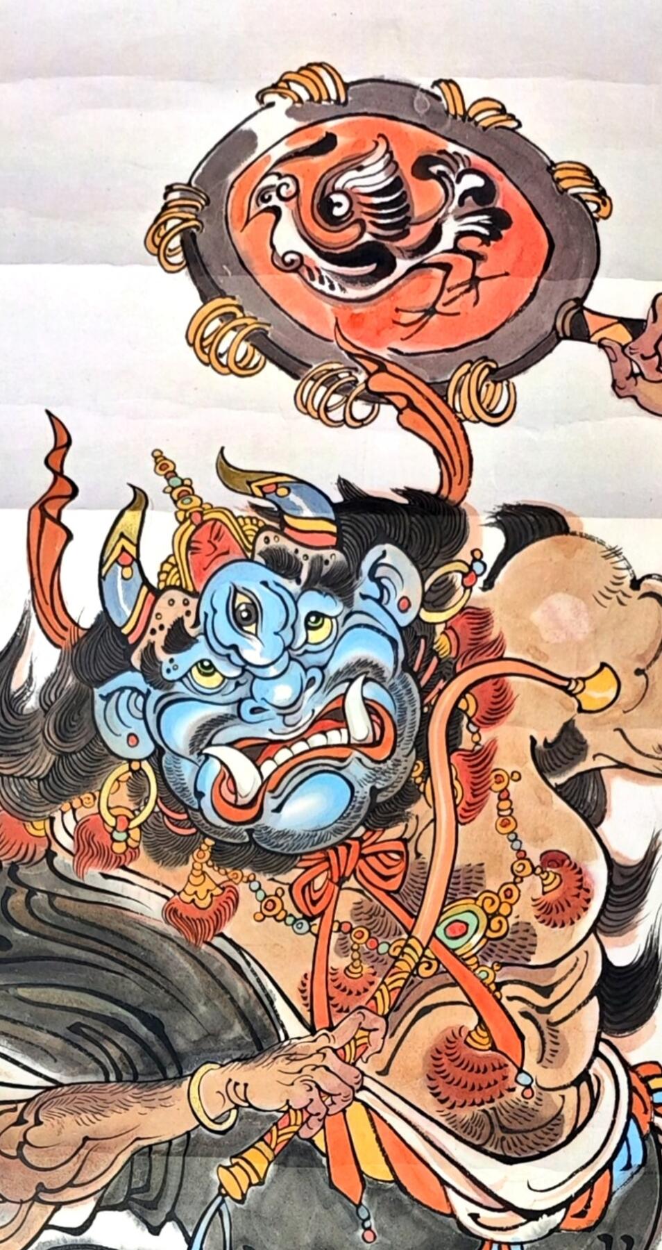 白泽拍卖卡牌手绘专场第30期（白金之夜 跨年大拍） 2024 陈岱青手绘画 藏族傩舞 尺寸：34cm*69.2cm 陈岱青亲签 钤印