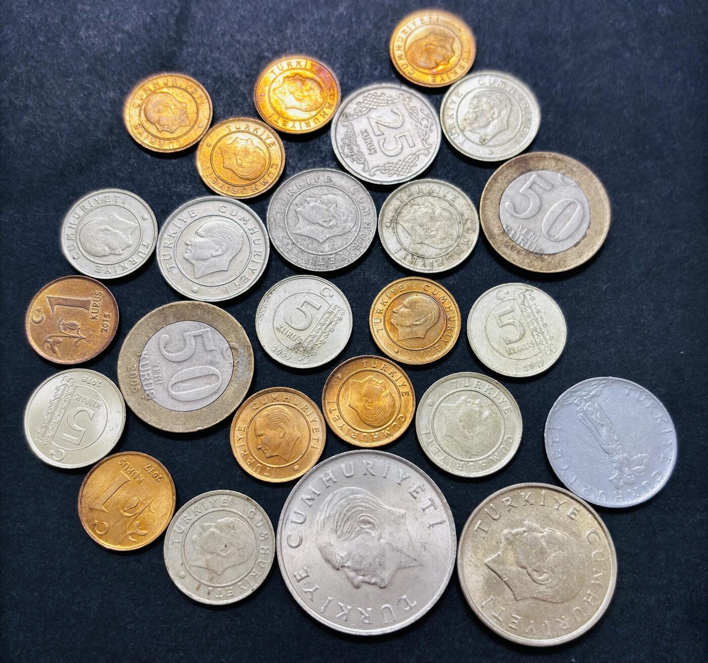 文馨钱币收藏第 286 场，圣诞节专场【 长期接收代拍品低至 0 佣金】 土耳其原光 25 枚，各面值，各年份，各时期