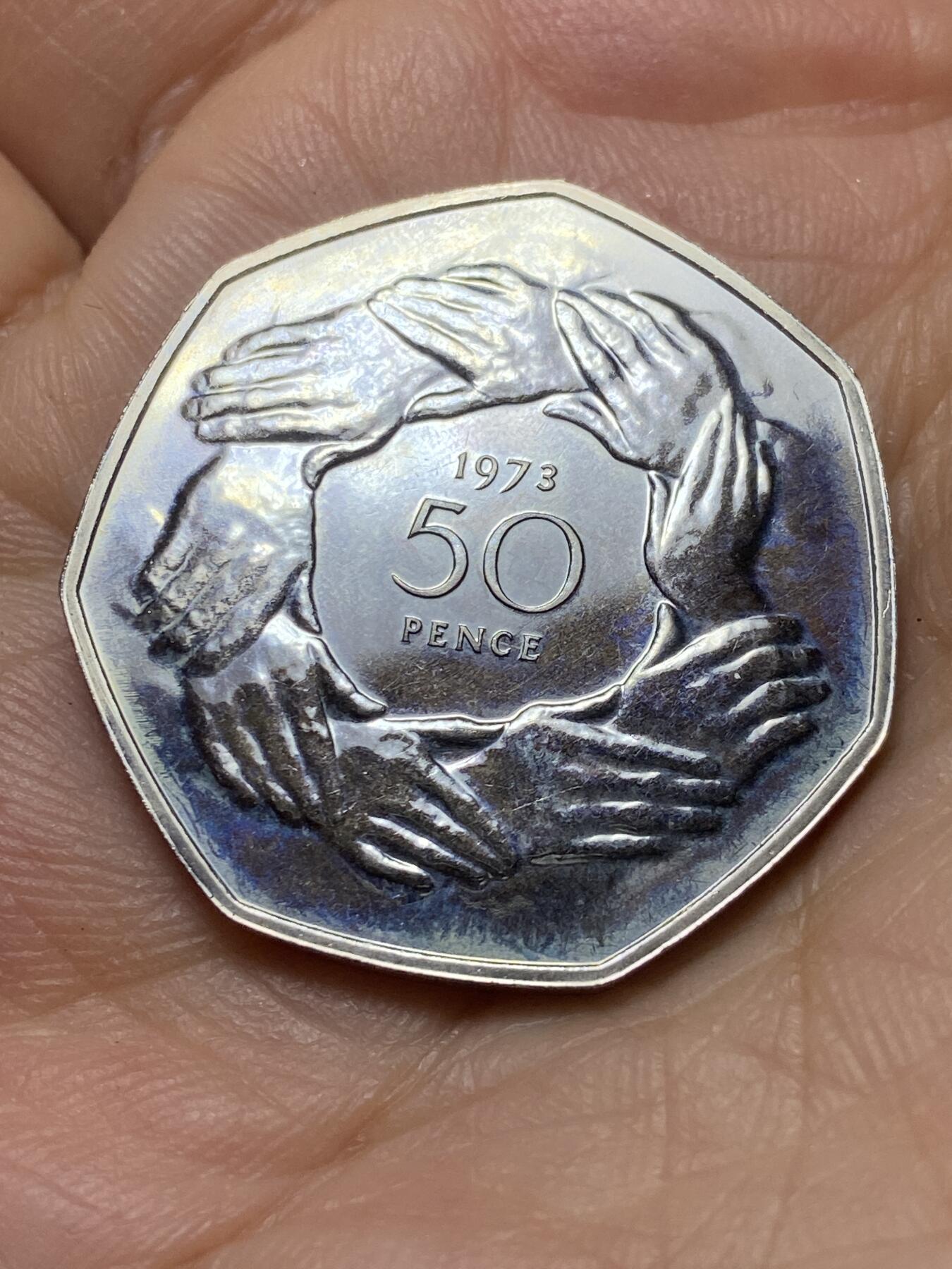 2025年第一百三十九场(总第一百六十五场）外国好品散币场(免佣金) 英国🇬🇧1973单年份50便士Proof精制币(英国加入欧洲经济共同体纪念币)