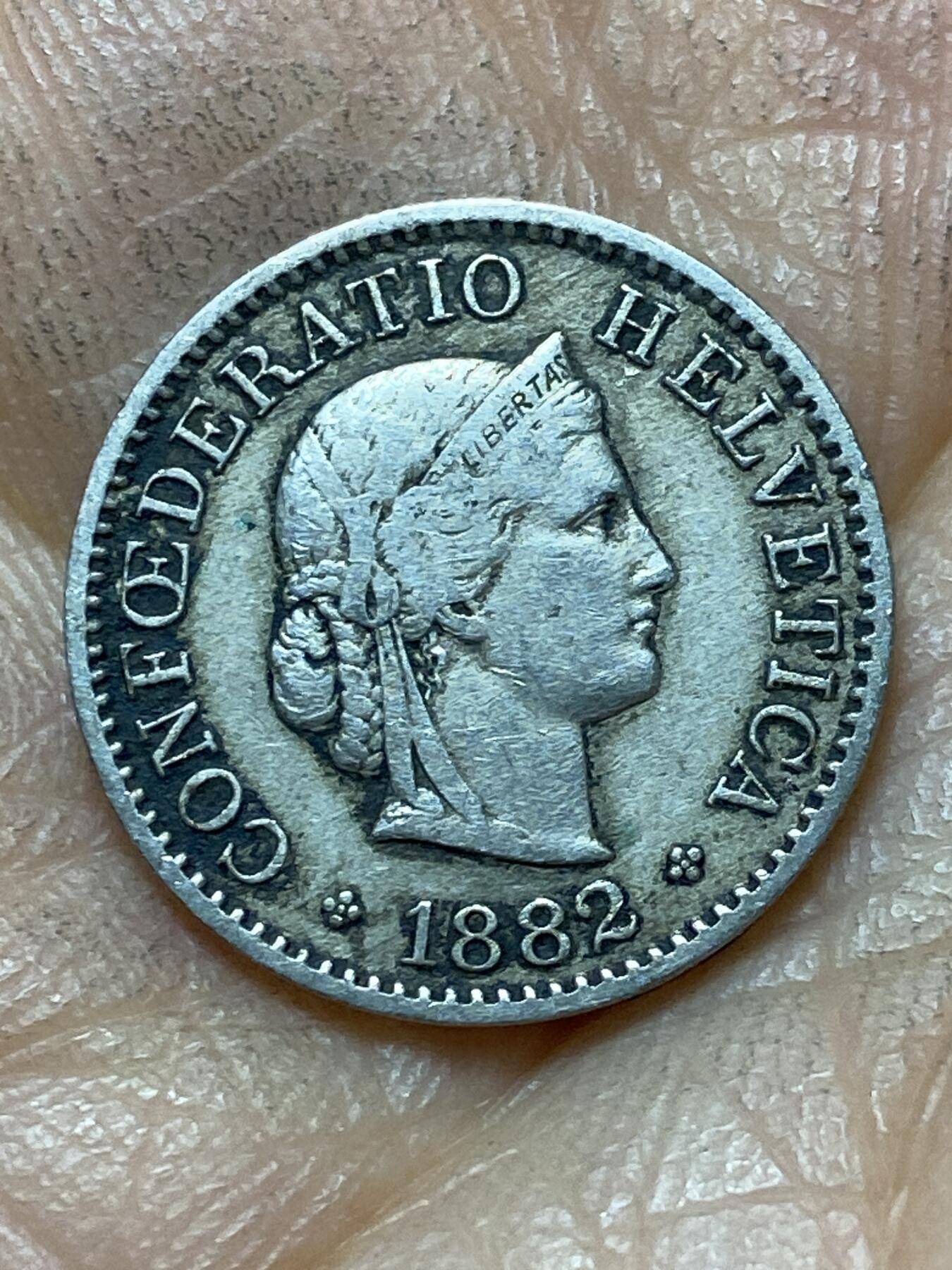 2025年第一百三十九场(总第一百六十五场）外国好品散币场(免佣金) 稀少早期年份–瑞士🇨🇭1882年5拉彭(第二版，B标伯尔尼造)